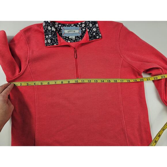 Orvis womens size L large hot pink 1/4 zip knit sweater pullover winter casual ^ - Picture 6 of 7
